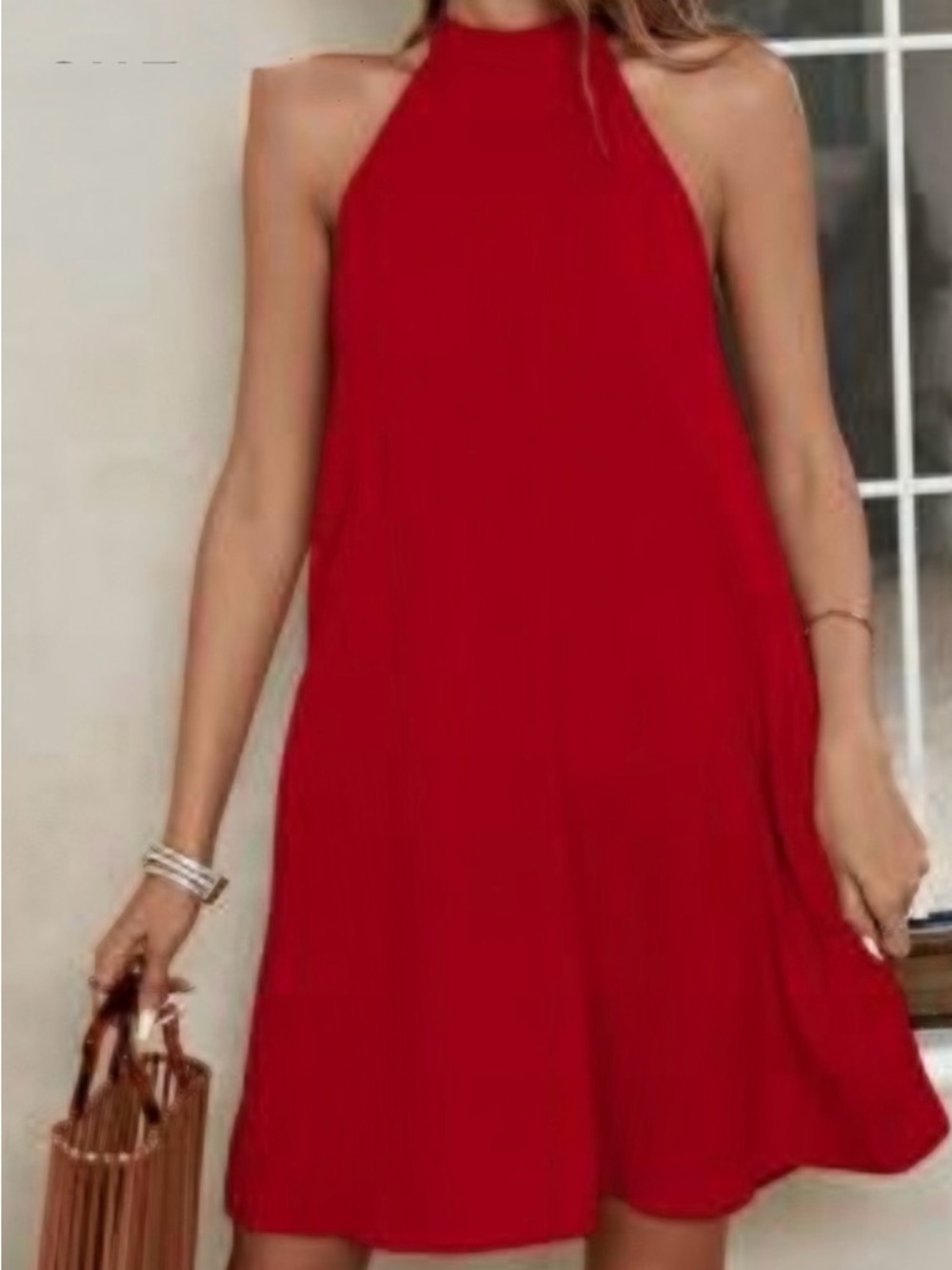 SHEIN Red Halter Mini Dress